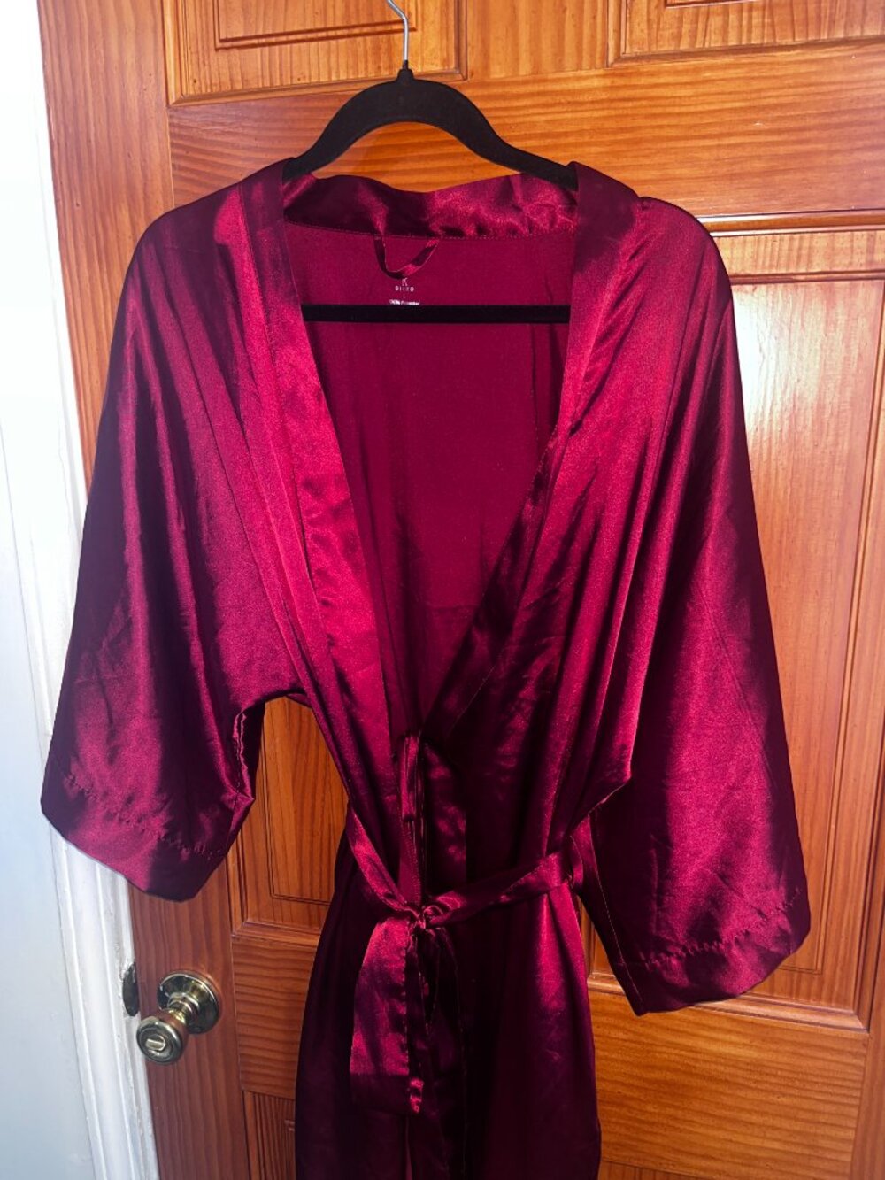 Satin Burgundy Robe - Picture 2 of 5